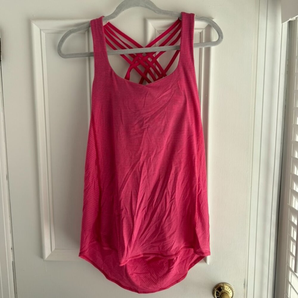 Lulu Lemon Pink and Patterned Free To Be Sports Bra Attached